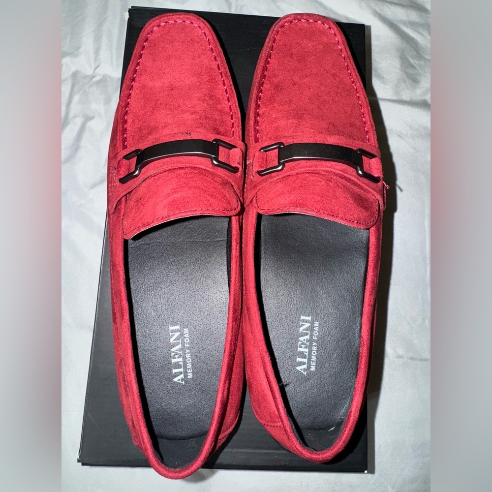 Alfani Men's Bold Red Suede Loafers M 10.5